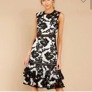 Just Me Black & White Lace Dress